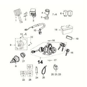 Parti elettriche - Bendix - Motorino di avviamento - Batteria Peugeot Kisbee 4 tempi Euro 5