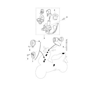 Blocchetto di accensione - Regolatore di tensione - Tromba LC a 2 tempi Yamaha Aerox 50
