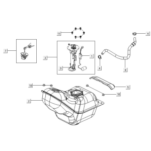 Serbatoio gas - Galleggiante serbatoio - Valvola a vuoto Kymco New Downtown 350i ABS