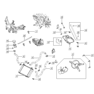 Radiatore - Sistema di Raffreddamento Kymco New Downtown 350i ABS