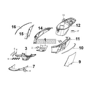 Fairing box (rear) Peugeot Tweet 125i E5 FL 2023-2025 ANTARTICA WHITE (K7)