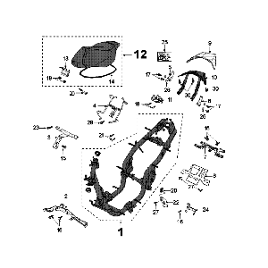 Telaio - Sella Peugeot Speedfight 4 50 4 tempi AC rosso/nero