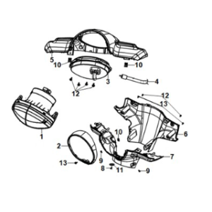 Coperchio maniglia - faro anteriore Sym E-Fiddle Matte Black (BK007U)