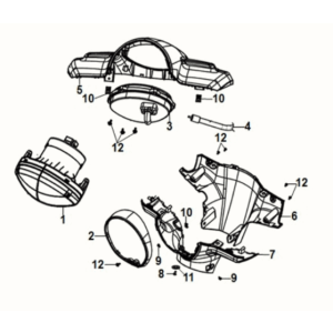 Handle cover - head light Sym Fiddle IV 125i LC ABS E5 2020-2021 BLACK (BK-7C)