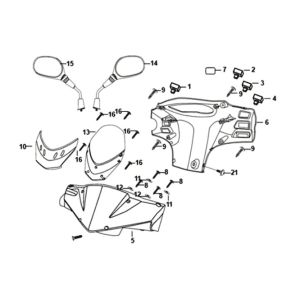 Handle pipe handle cover Sym Orbit II 125i E4 JET BLACK (BK-7C)
