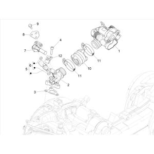 Corpo farfallato - Iniettore - Collettore di aspirazione Piaggo Zip 50 4 tempi IGET 3V Euro 5