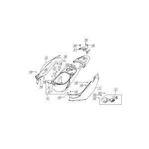 Cappe - Placcatura posteriore - Kymco Super9 nuovo modello 2 tempi argento