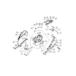 Cappe - Placcatura posteriore Kymco DJ 2 tempi argento