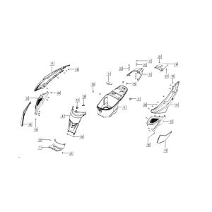 Cofani - Placcatura posteriore Kymco Super8 50 4 tempi 2009 → rosso