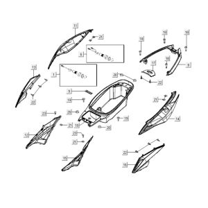 Cappucci - Coperchio posteriore | Kymco Xciting 400i nero opaco