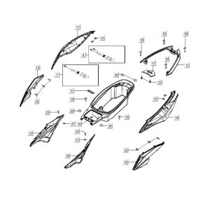Cappucci - Placcatura posteriore - Kymco Xciting 400i Pearly Black