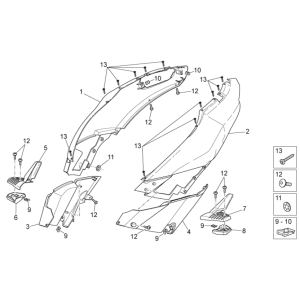 Schermi motore Aprilia SR 50 LC (iniezione e carburatore) 2004-2009 rossi