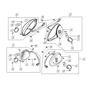 Indicatori luminosi Kymco Yup 50 2 tempi AC neri lucidi