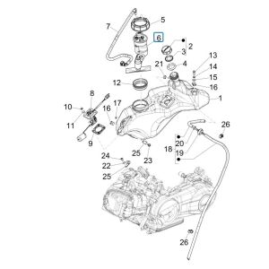 Serbatoio gas - Serbatoio galleggiante - Stazione di rifornimento Vespa Sprint 125 3V IE ABS