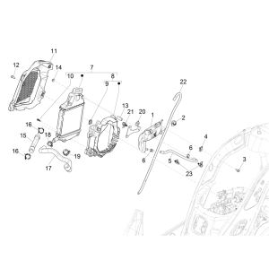 Radiatore - Tubi di raffreddamento - Serbatoio refrigerante Vespa GTS 125 IE ABS Euro 4 2016-2018