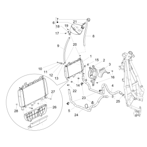 Radiatore - Tubi di raffreddamento - Serbatoio refrigerante Piaggio Beverly 125 RST 4V Euro 3 2010-2015