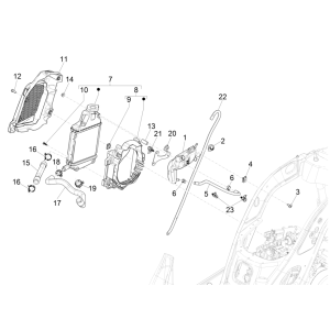 Radiatore - Tubi di raffreddamento - Serbatoio refrigerante Vespa GTS 125 IE ABS Euro 5 2021
