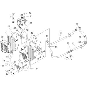 Radiatore - Tubi di raffreddamento - Serbatoio refrigerante Vespa GTS 250 ie 2005-2009 (con ABS)