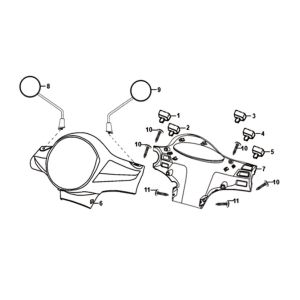 Koplampkap - spiegels - schakelaars Sym Fiddle II Euro 4 Red (R-010CA)