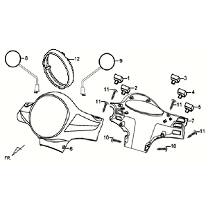 Coperture sterzo - Interruttori dello sterzo - Specchietti Sym Allo GT (BK007U S882U) nero argento