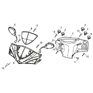 Coperture sterzo - Interruttori dello sterzo - Specchietti Sym Jet 4 (BK007U OR167S) nero arancione