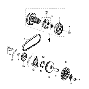 Variatore - Frizione - cinghia trapezoidale Peugeot Jet Force 50 2 tempi LC bianca