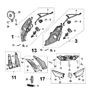 Faro anteriore - Luce posteriore - Indicatori Peugeot Jet Force 50 2 tempi LC neri