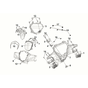 Coperchio maniglia - faro anteriore Sym Symphony ST 50 E5 grigio/rosso (GY-010U) (sedile rosso)