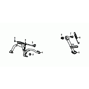 Cavalletto centrale - Cavalletto laterale - Pedale Kickstart Sym Orbit III nero