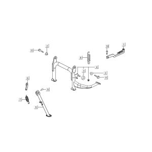 Cavalletto centrale - Cavalletto laterale - Pedale Kickstart Kymco Agility 16+ 125 Argento metallizzato opaco