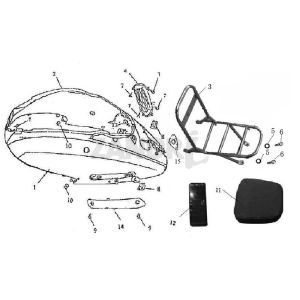 Parabrezza per moto - portapacchi posteriore BTC Grande Retro GT1 bianco nero