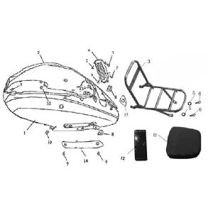 Parabrezza per moto - portapacchi posteriore rosso Turbho RG50