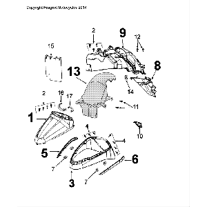 Parafango anteriore - Parafango posteriore Peugeot Django Ink Black R1