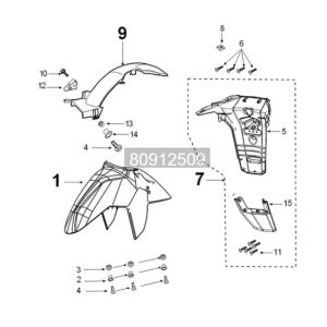 Mudguard Peugeot Tweet 125i E5 FL 2023-2025 ANTARTICA WHITE (K7)