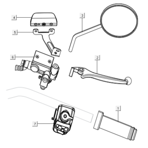 Interruttori dello sterzo - Cilindro del freno - Specchietto destro Niu N-pro
