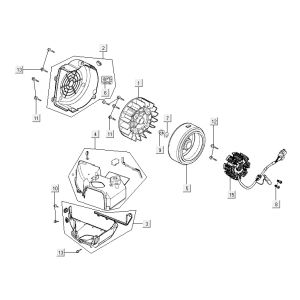 Accensione - statore - volano - cappucci di raffreddamento Kymco Agility 12" 125 blu