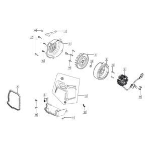 Accensione - statore - volano - cappucci di raffreddamento Kymco Agility 16'+ 4 tempi nero lucido