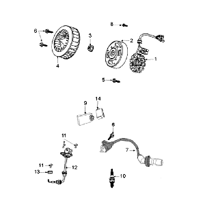 Accensione - Statore - Volano - Bobina di accensione - CDI - Candela Peugeot Kisbee arancione