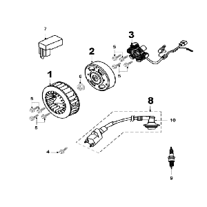Accensione - Statore - Volano - Bobina di accensione - CDI - Candela Peugeot Speedfight 2 50 2 tempi AC nera