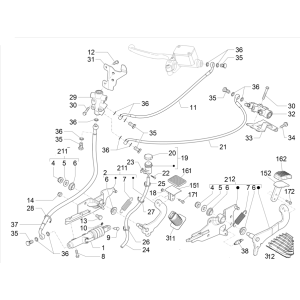 Pompa Freno - Pedale Freno Piaggio MP3 350 Maxi Sport ABS Euro 4 2018-2020