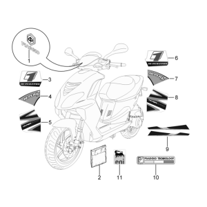Stemmi - Adesivi - Logo Piaggio NRG Power DD 50 2-stroke LC 2007-2017 bianco 544