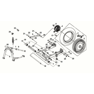 Ruota posteriore - cavalletto principale - forcella posteriore Sym E-MIO