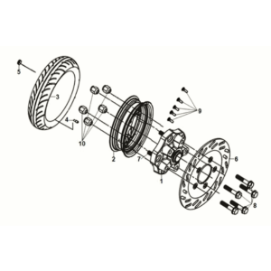 Rear wheel Sym Fiddle IV 125i AC CBS E5 2020-2021