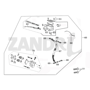 Cilindro del freno - Leva del freno - Tubo del freno - Pinza - pastiglie freno blu pantone BTC Riva Sport