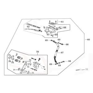 Cilindro del freno - Leva del freno - Tubo del freno - Pinza - Pastiglie freno China Joy bianche