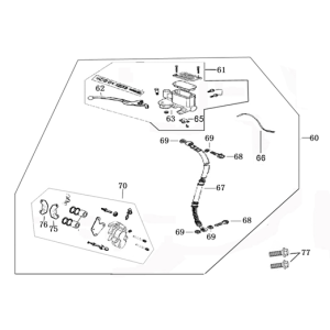 Cilindro del freno - Leva del freno - Tubo del freno - Pinza - Pastiglie freno Vom Riva Sport piatte opache antracite
