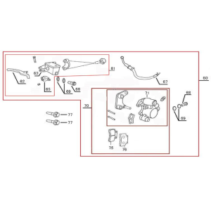 Cilindro del freno - leva del freno - tubo del freno - pinza - pastiglie dei freni Znen Revival rosse bianche