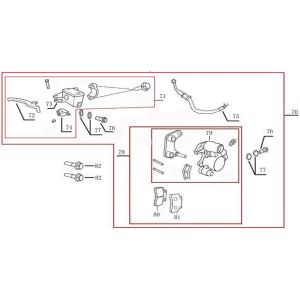 Cilindro del freno - Leva del freno - Tubo del freno - Pinza - Pastiglie freno AGM R8