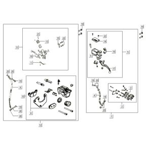 Cilindro del freno - Leva del freno - Tubo del freno - Pinza - Pastiglie freno Kymco Like 200i White