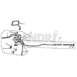 Maniglia del freno sinistra - Cavo del freno posteriore - Mirror BTC Grande Retro GT1 crema caffè